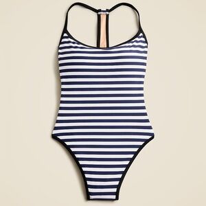 J.Crew NWT Racerback Scoopneck one-piece Swimsuit Stripe Size 12 high-banded